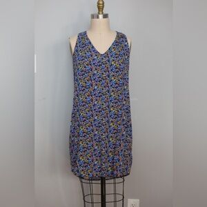 Floral blue tie back shift dress
